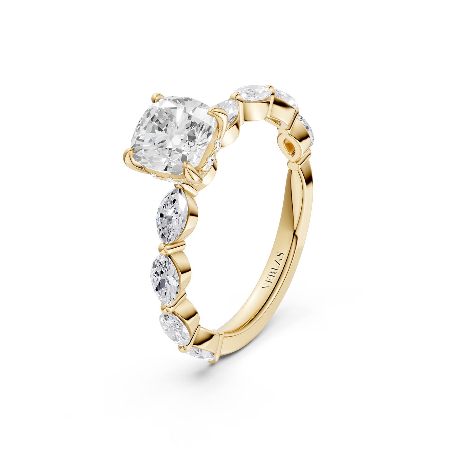 Cushion-Marquise  Hidden Halo Diamond Ring
