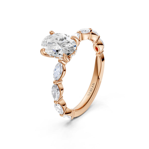 Oval-Marquise  Hidden Halo Diamond Ring