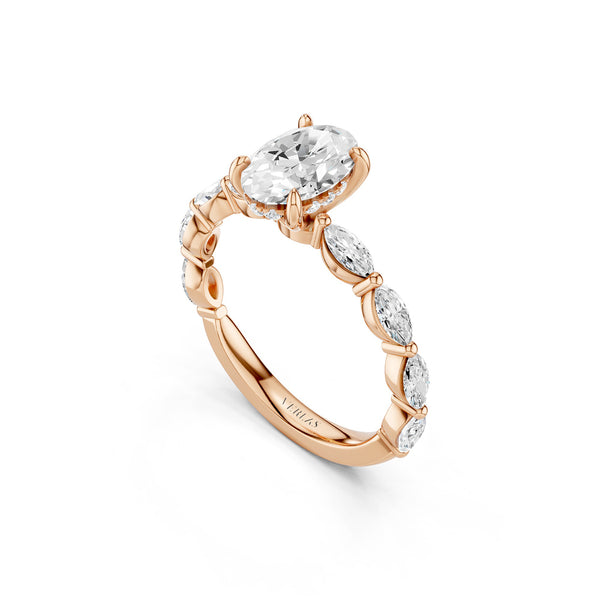 Oval-Marquise  Hidden Halo Diamond Ring