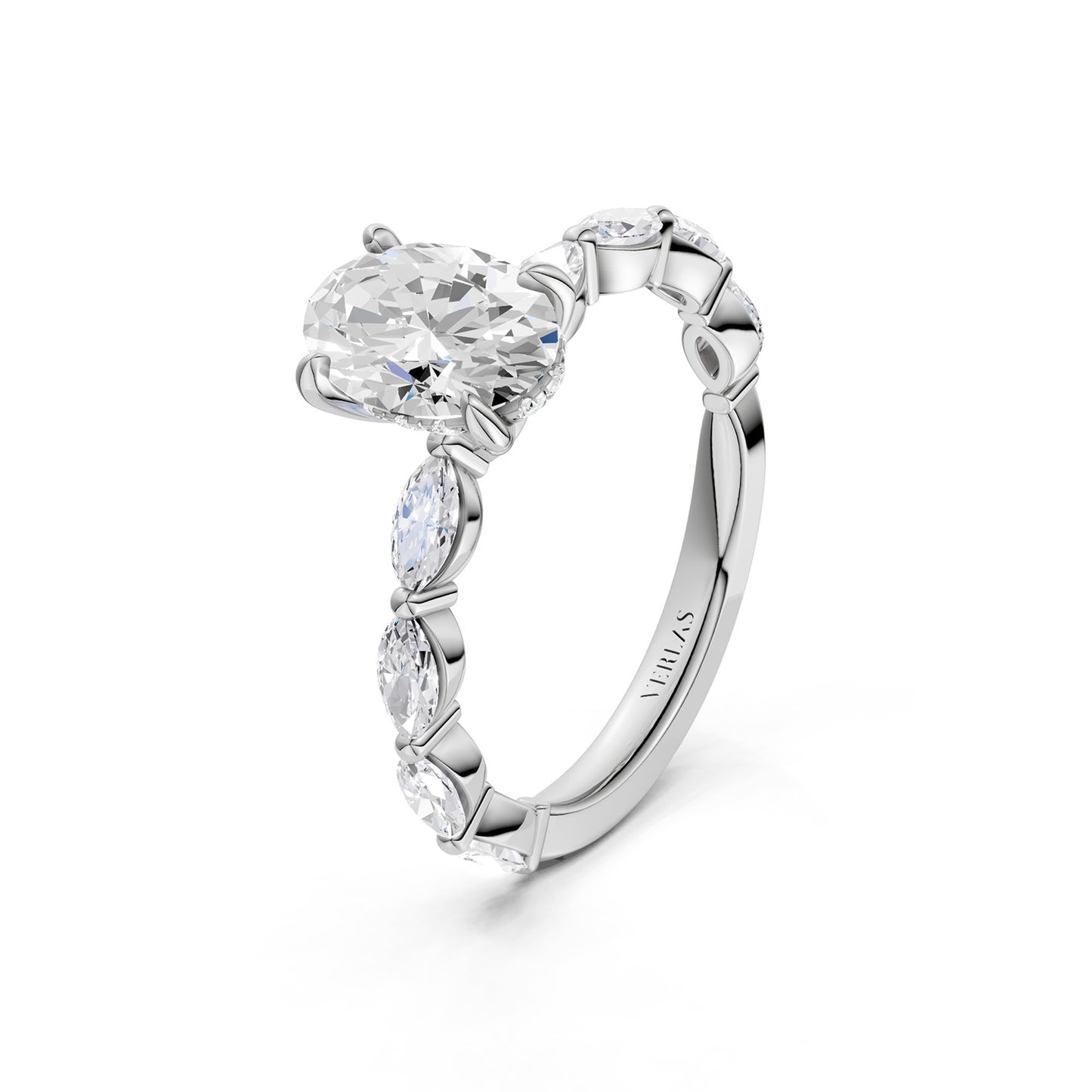 Oval-Marquise  Hidden Halo Diamond Ring