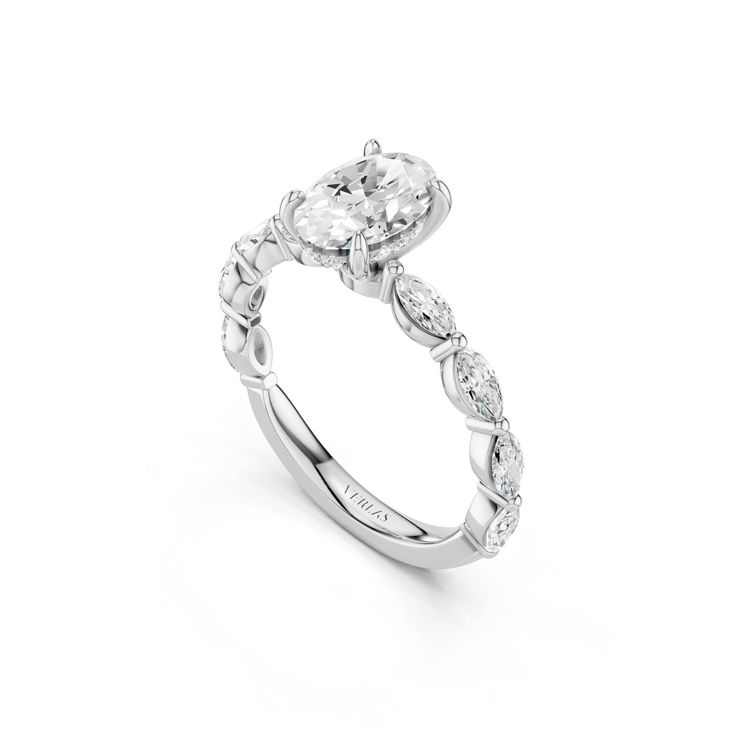 Oval-Marquise  Hidden Halo Diamond Ring