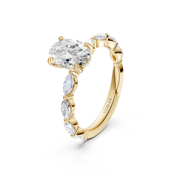 Oval-Marquise  Hidden Halo Diamond Ring