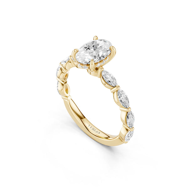 Oval-Marquise  Hidden Halo Diamond Ring