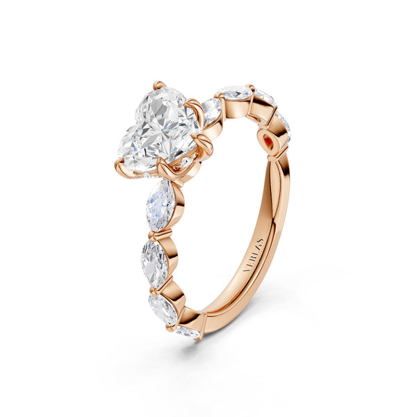 Heart-Marquise  Hidden Halo Diamond Ring