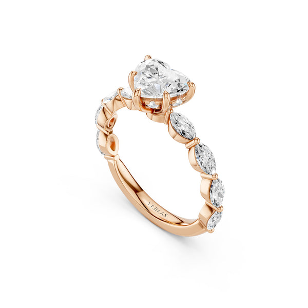 Heart-Marquise  Hidden Halo Diamond Ring