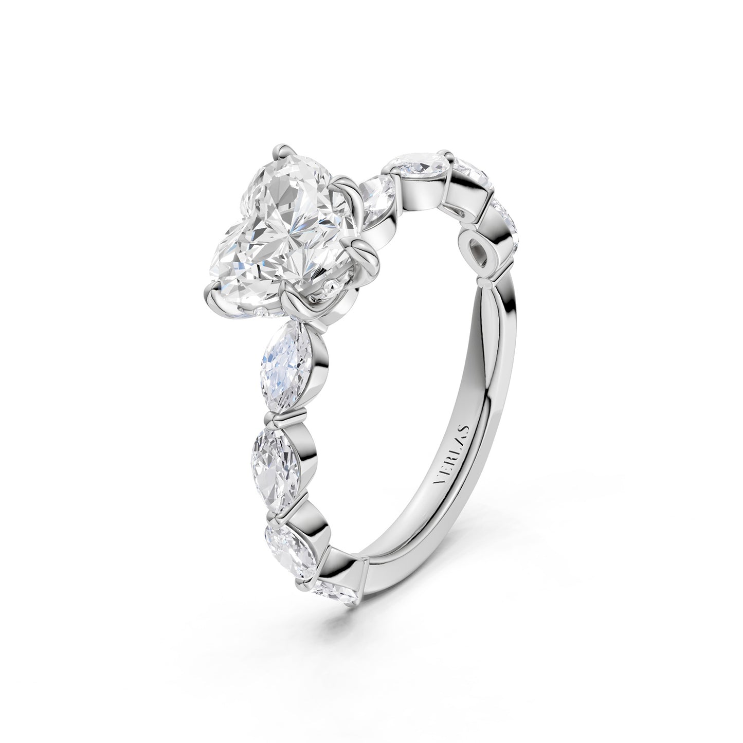 Heart-Marquise  Hidden Halo Diamond Ring