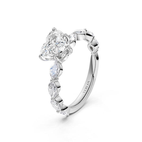 Heart-Marquise  Hidden Halo Diamond Ring