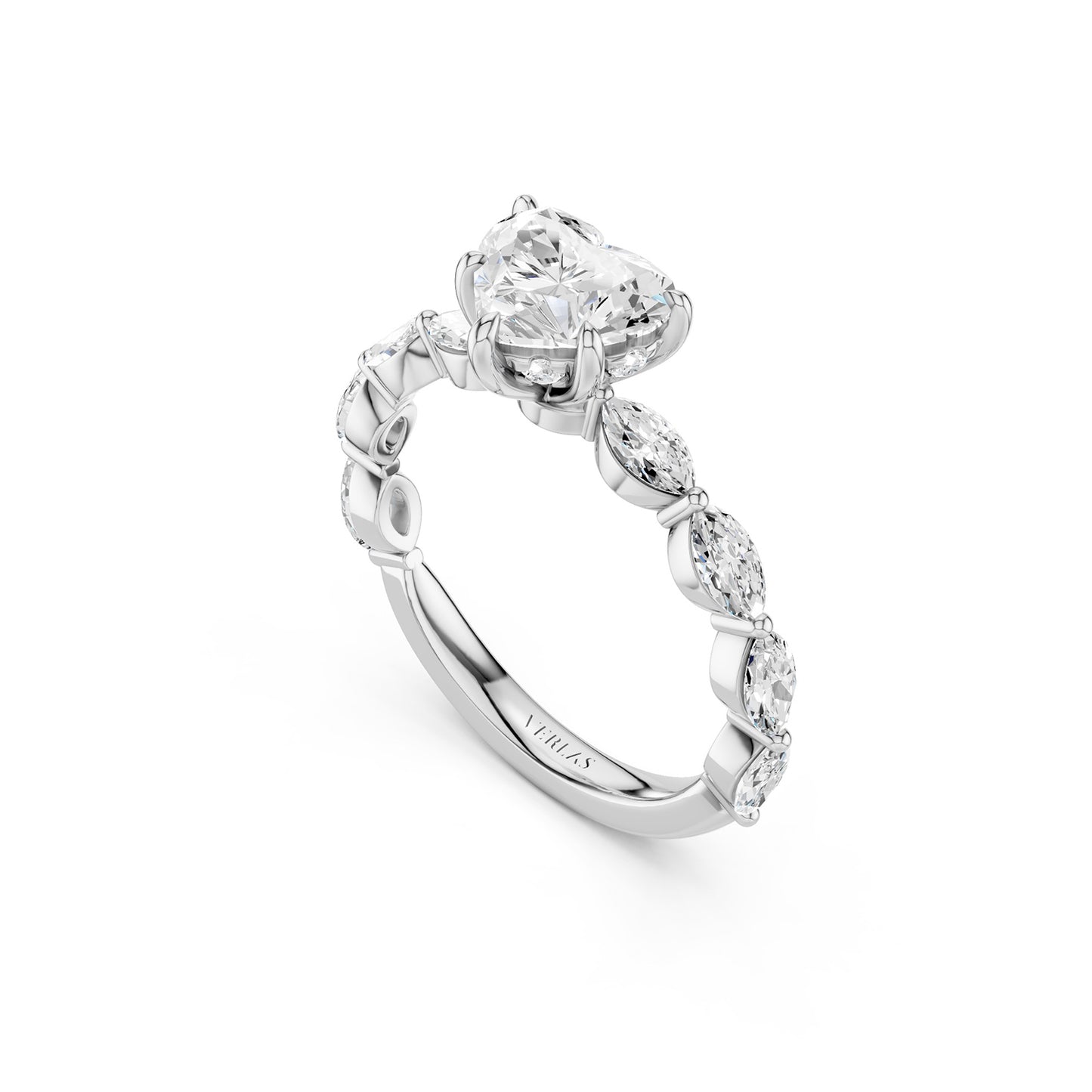 Heart-Marquise  Hidden Halo Diamond Ring