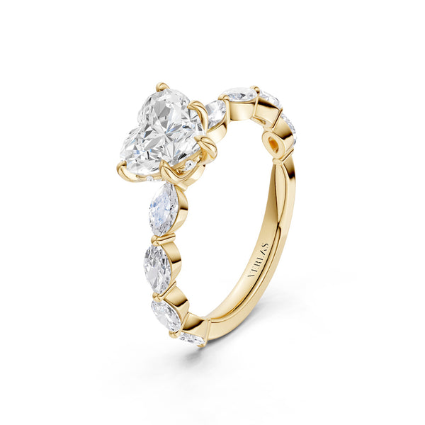 Heart-Marquise  Hidden Halo Diamond Ring