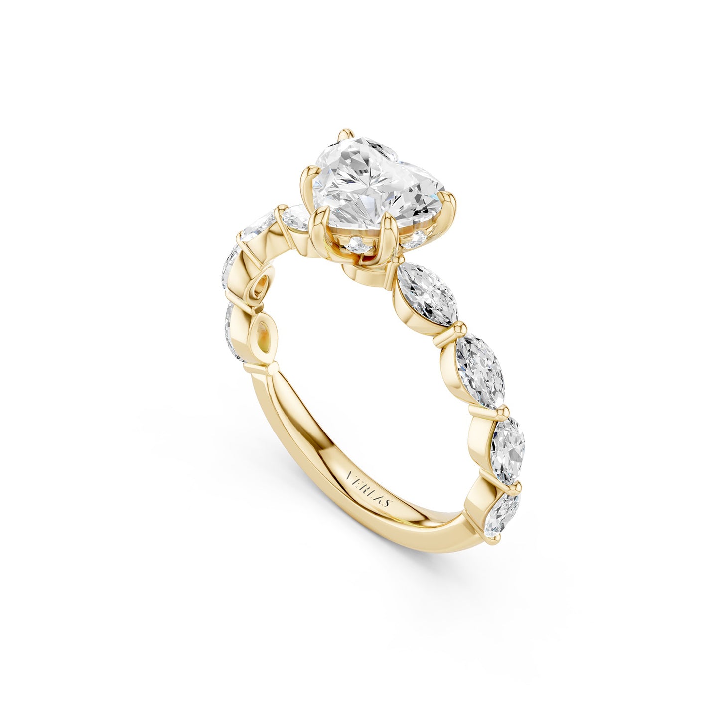 Heart-Marquise  Hidden Halo Diamond Ring
