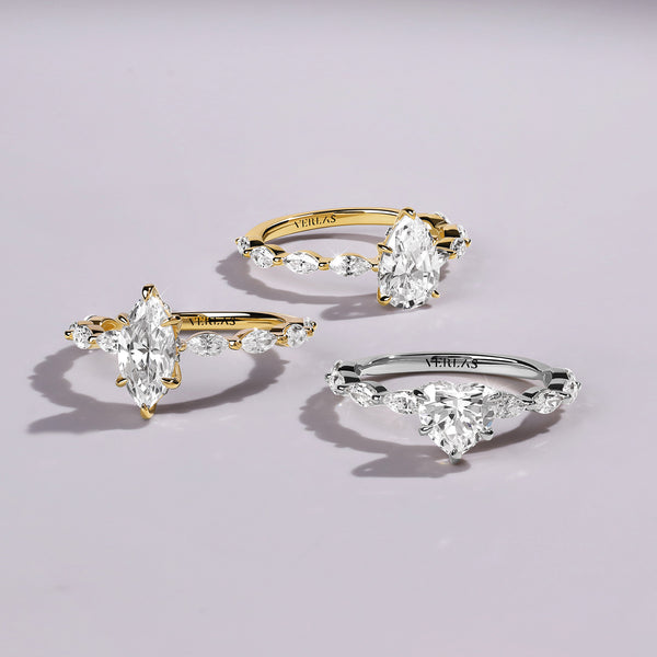 Heart-Marquise  Hidden Halo Diamond Ring