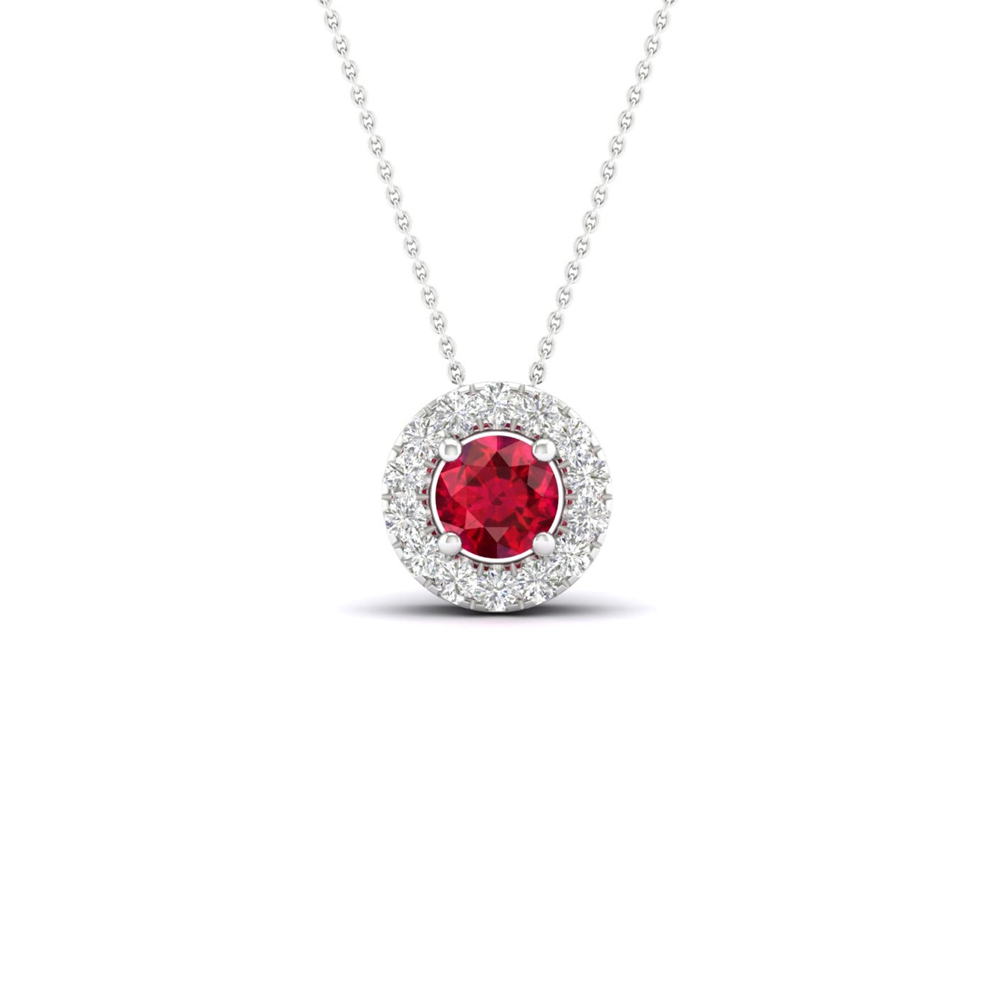Round Gemstone Diamond Halo Peeking Necklace_Product Angle_RU - 5mm - 2