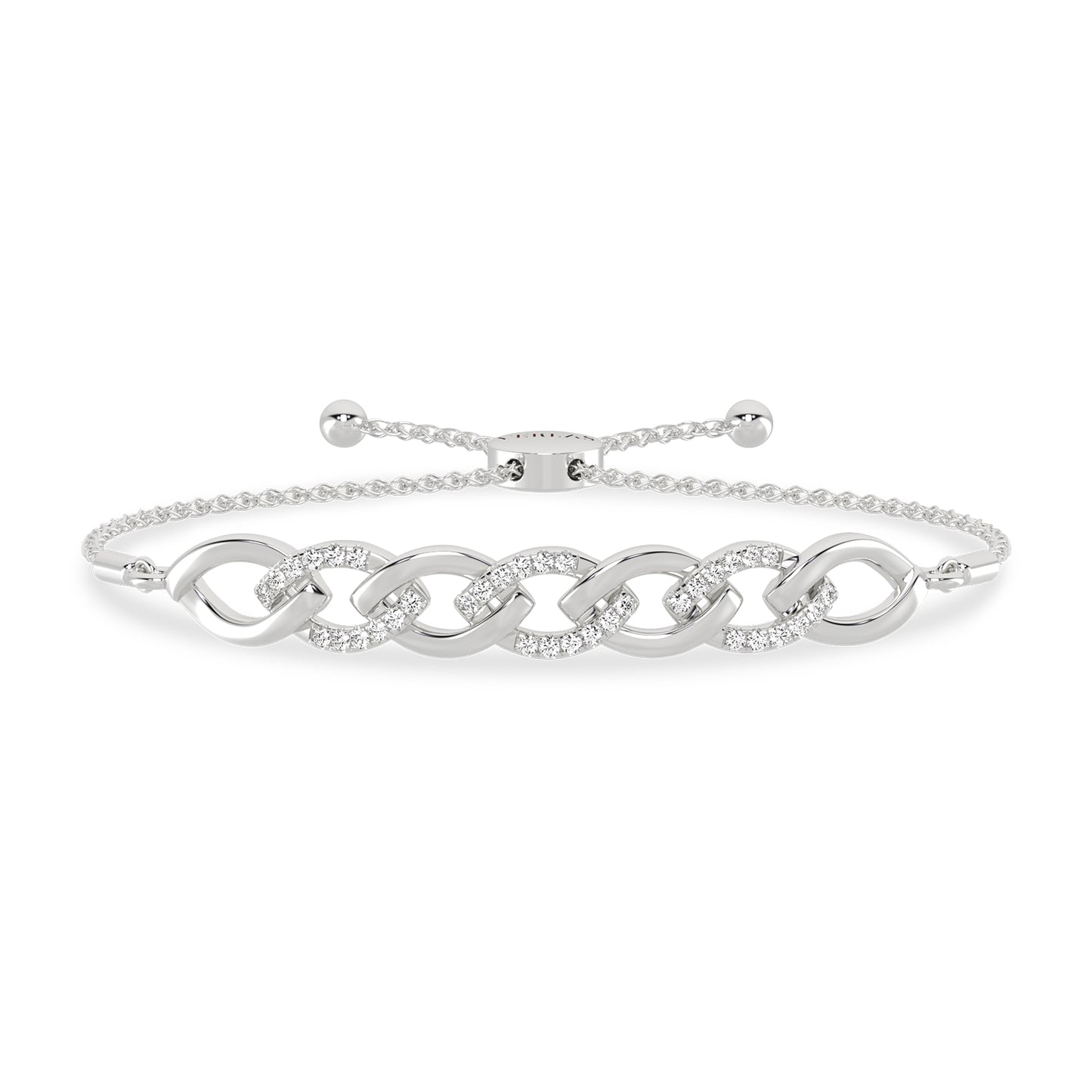 Cascading Diamond Link Bolo Bracelet