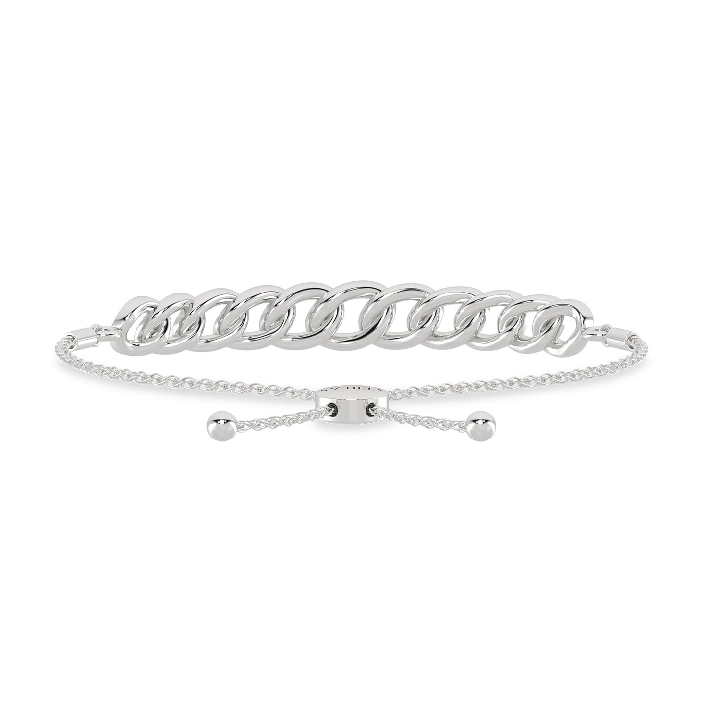 Alternating Diamond Curb Link Bolo Bracelet