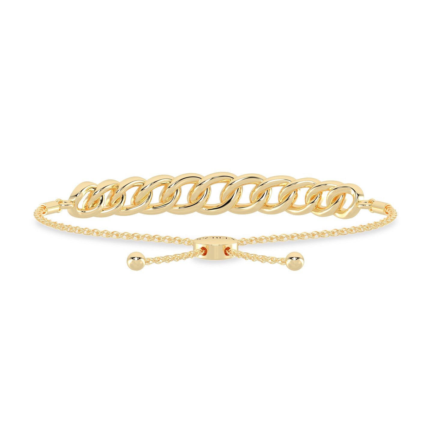 Alternating Diamond Curb Link Bolo Bracelet