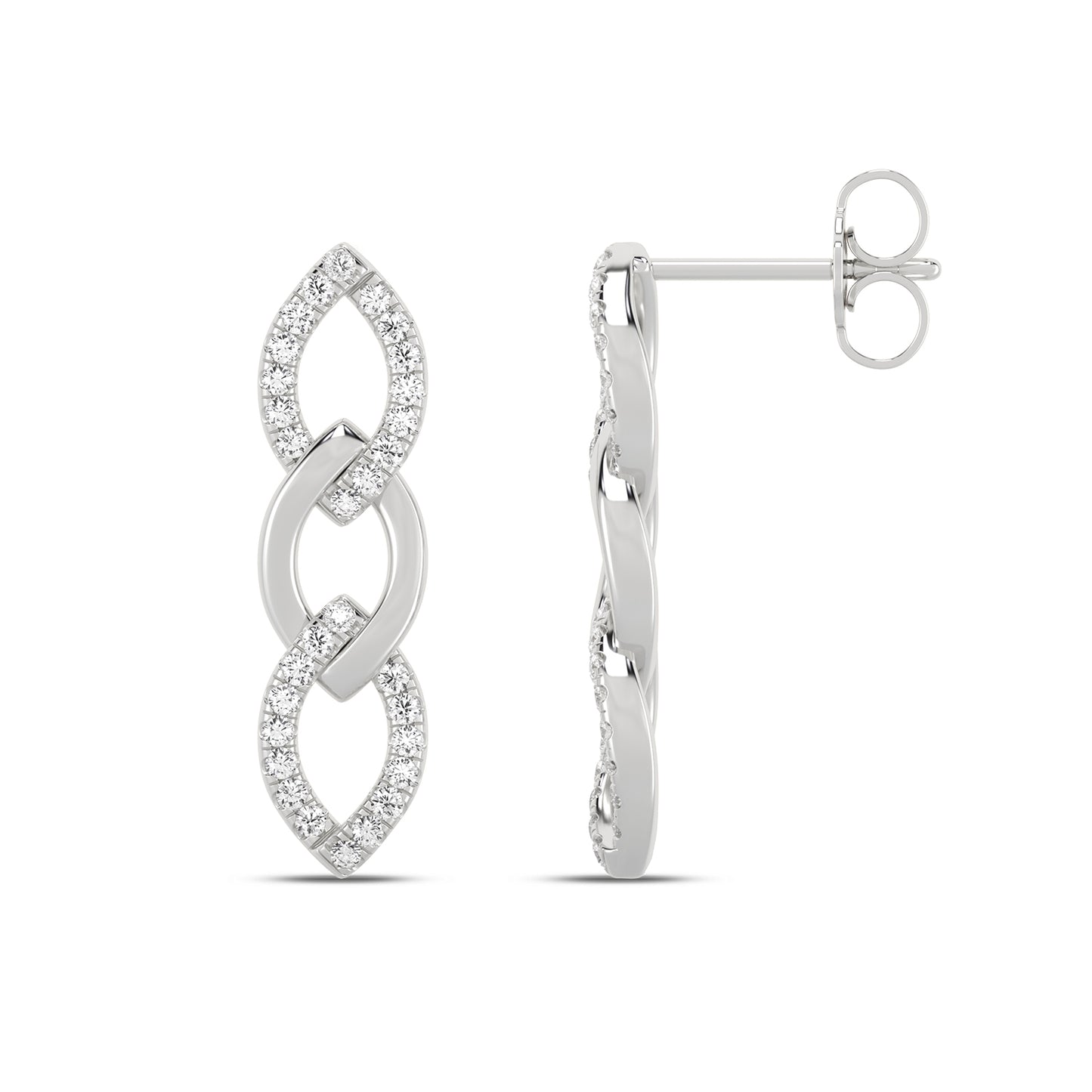 Alternating Cascading Diamond 3-Link Earrings