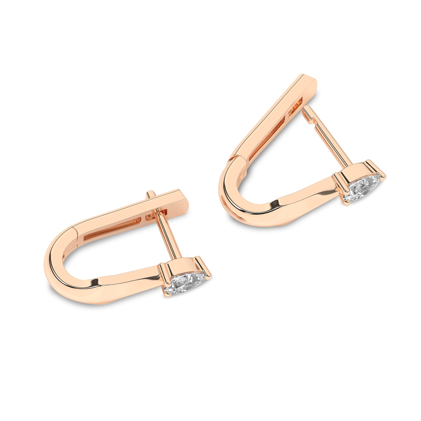 Pear Solitaire Huggie Hoops