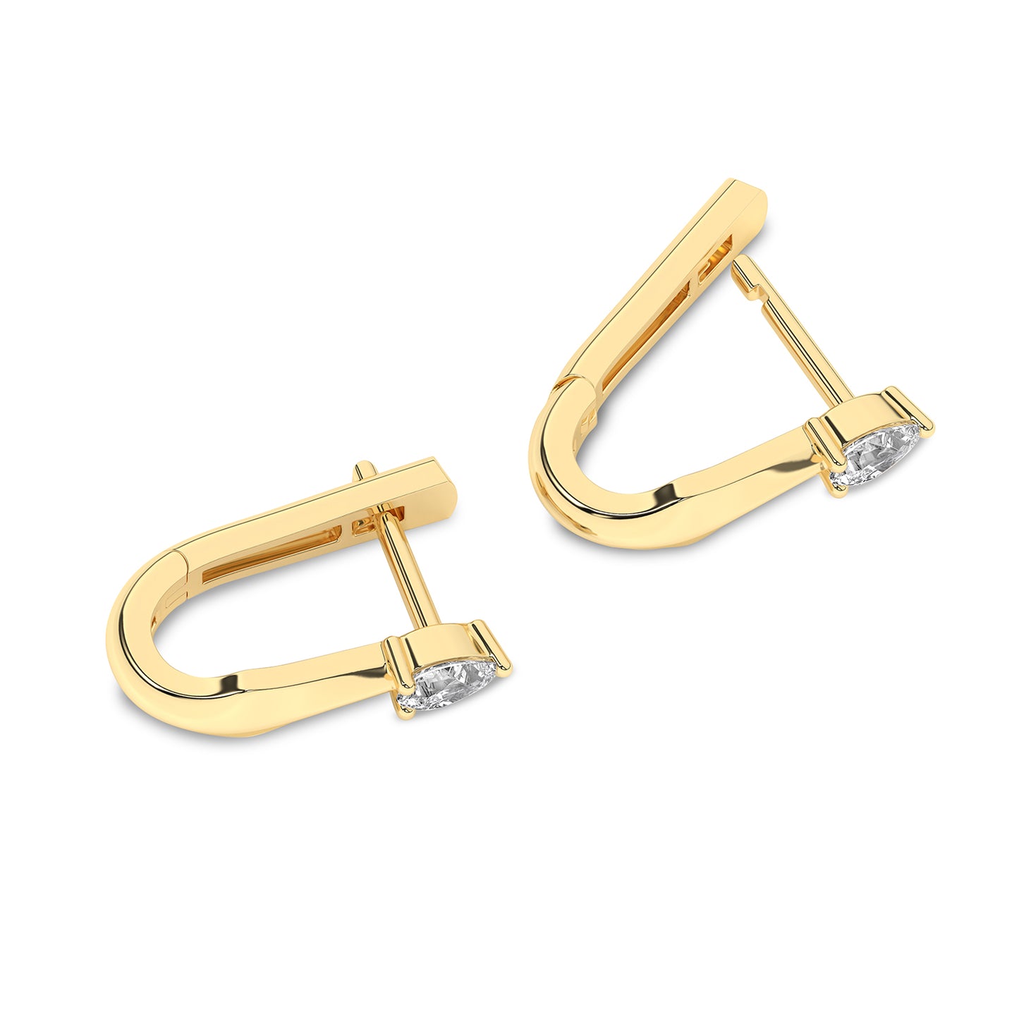 Pear Solitaire Huggie Hoops