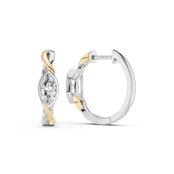 Twisted Marquise Bezel Huggie Hoops