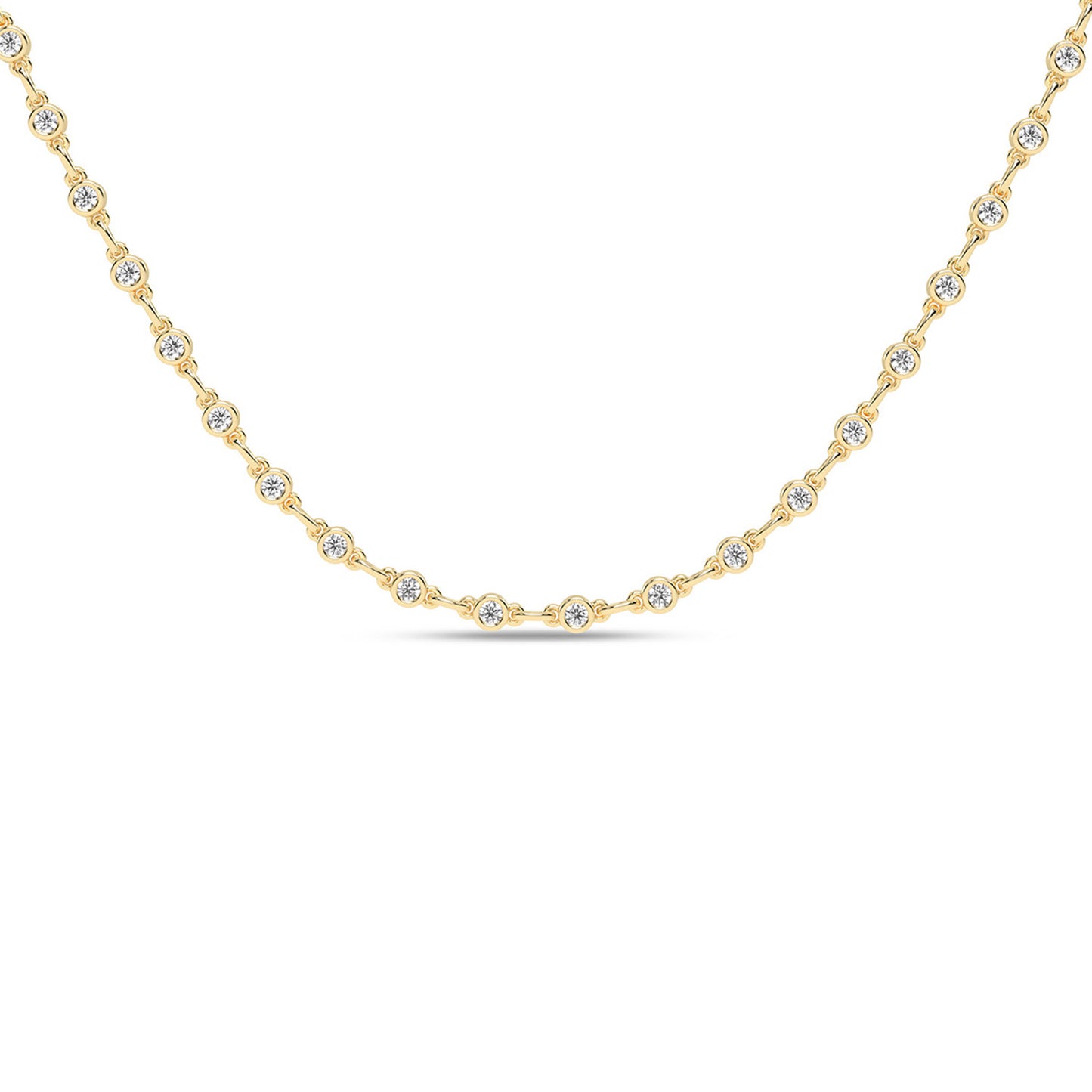 Bezel Set Diamond Tennis Necklace