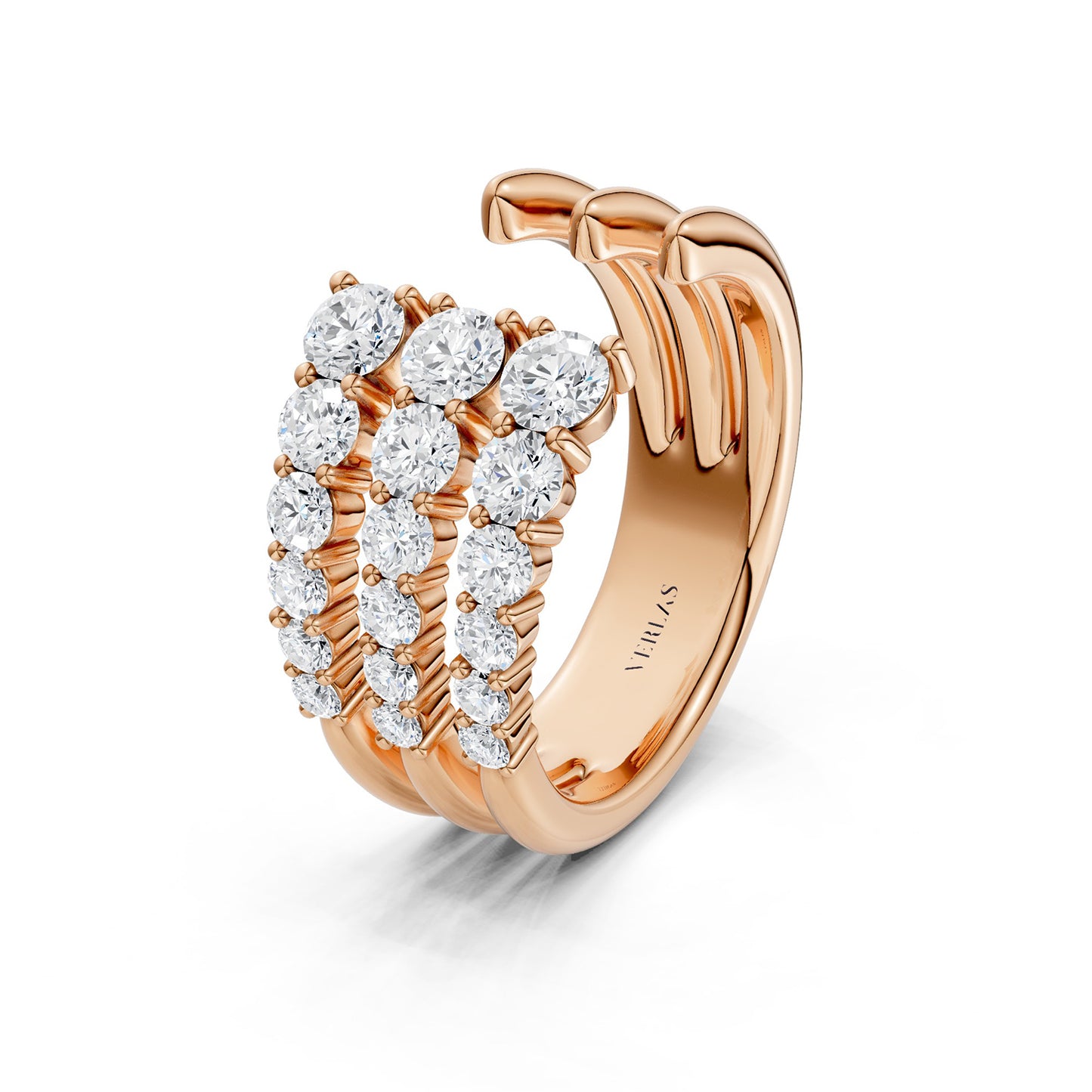 Tri-Band Round Crescendo Open Ring