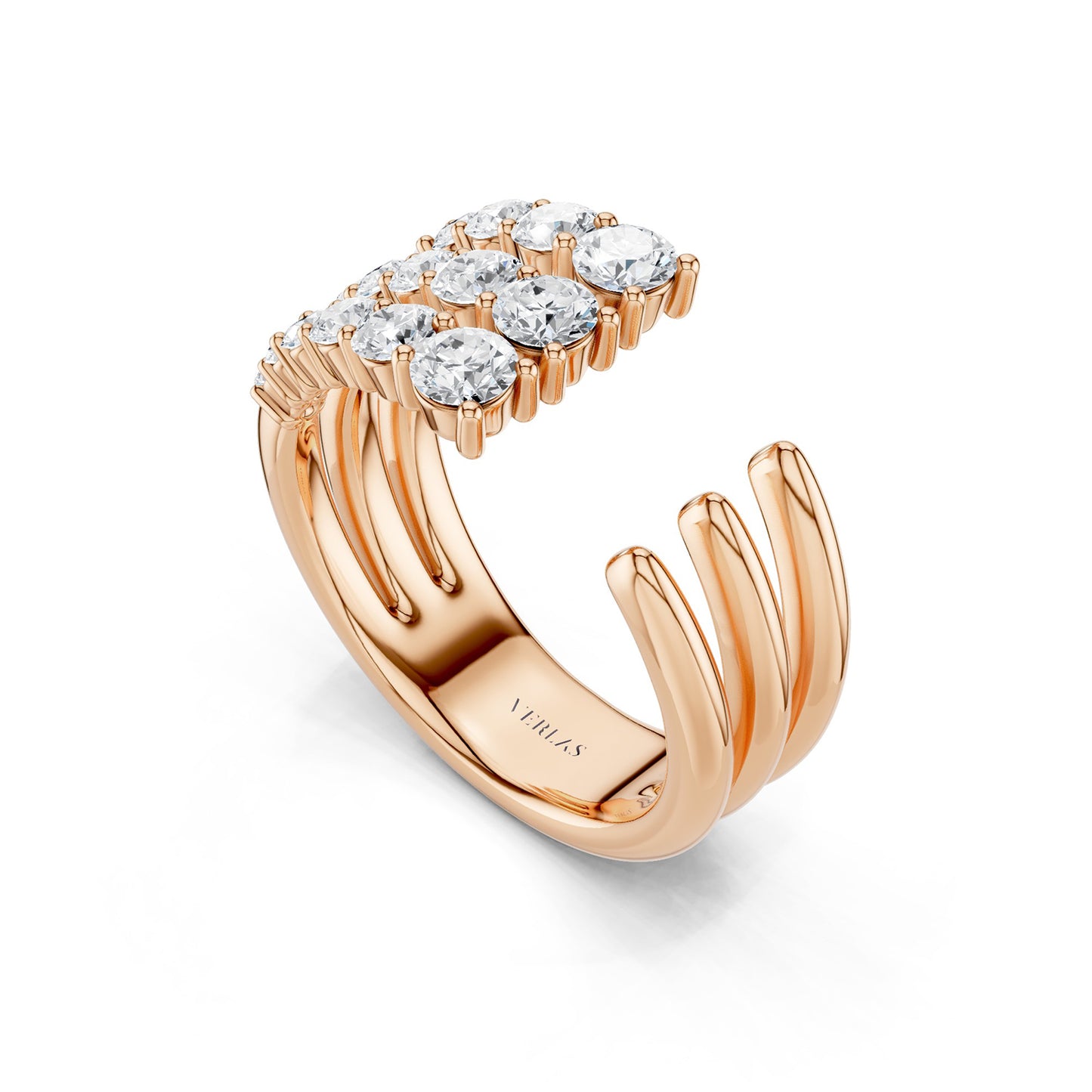 Tri-Band Round Crescendo Open Ring