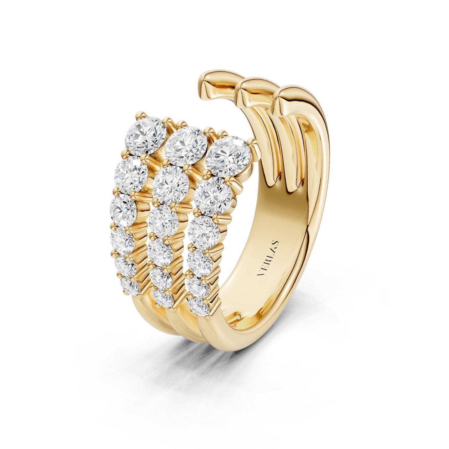 Tri-Band Round Crescendo Open Ring