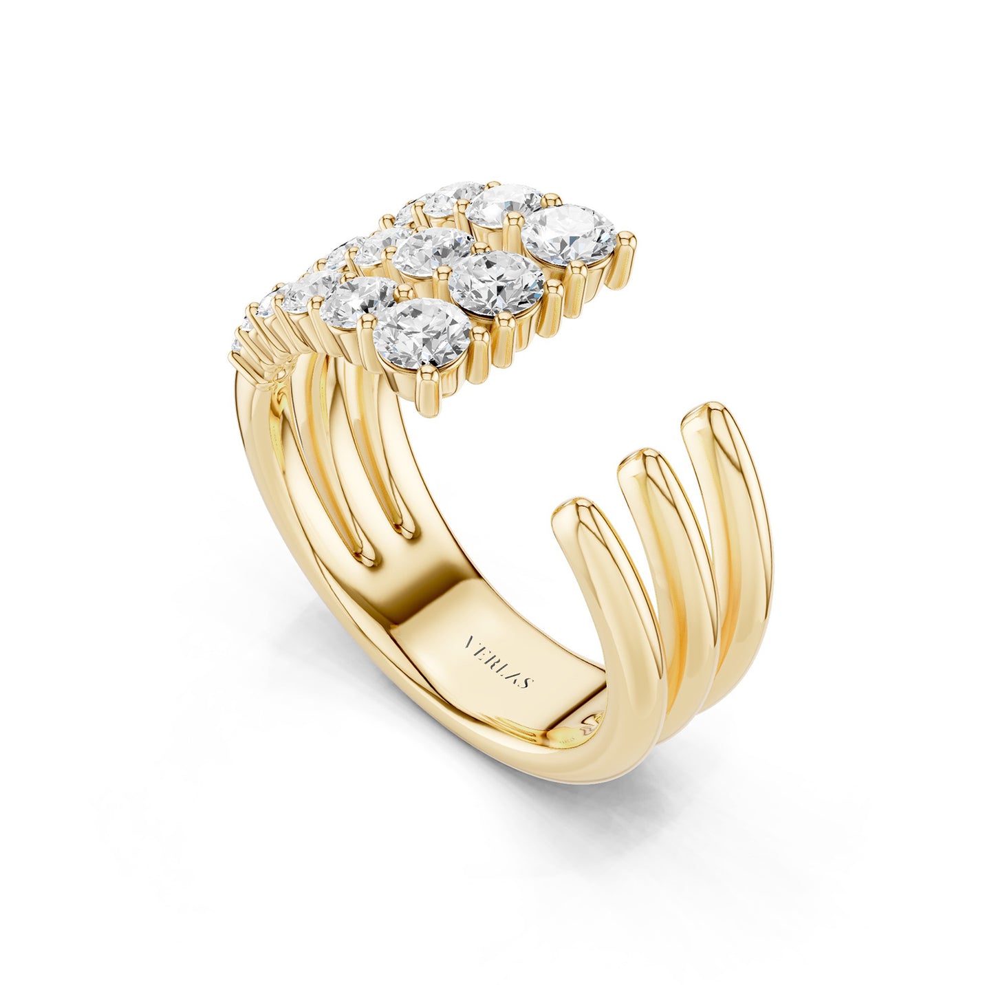 Tri-Band Round Crescendo Open Ring