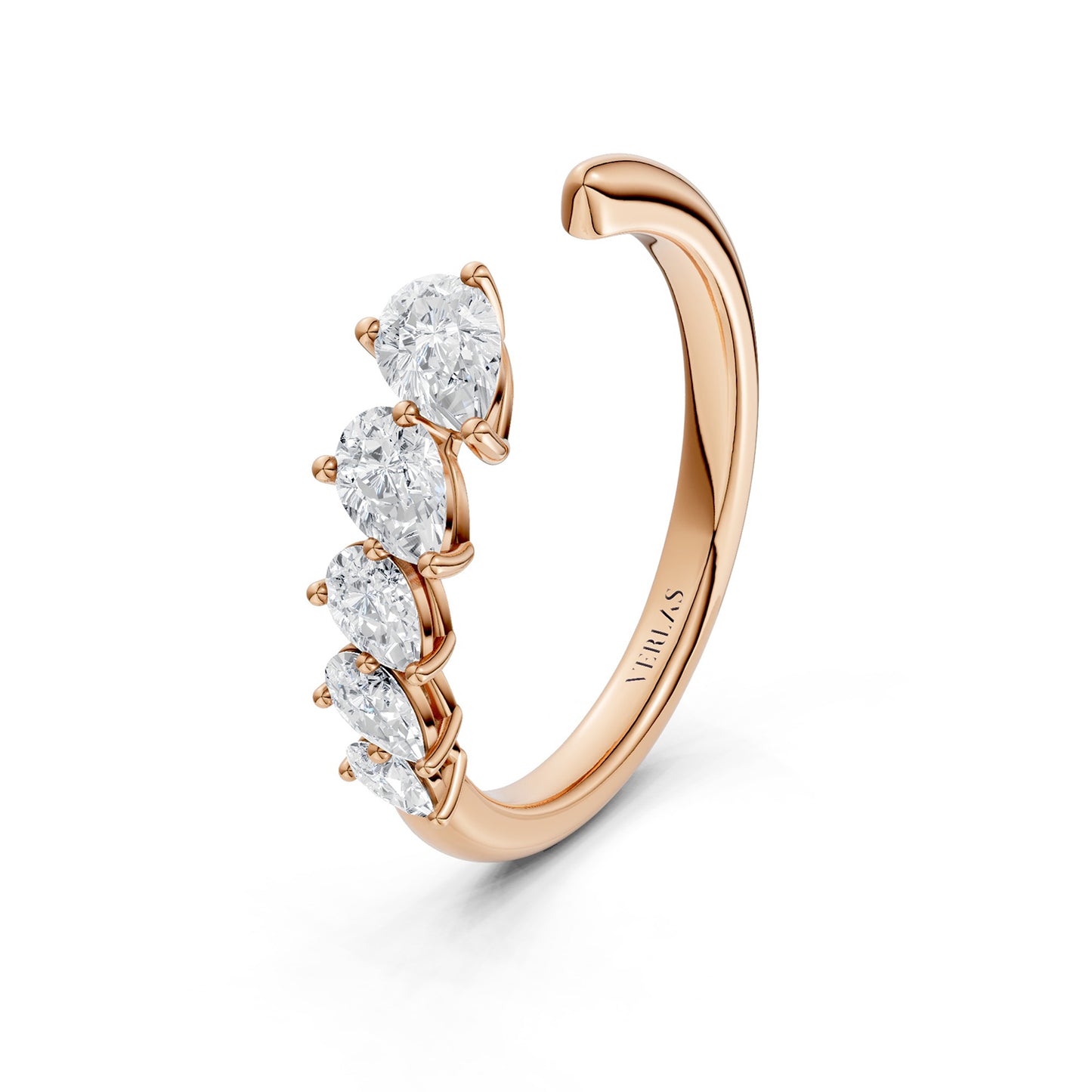 Angled Pear Crescendo Open Ring