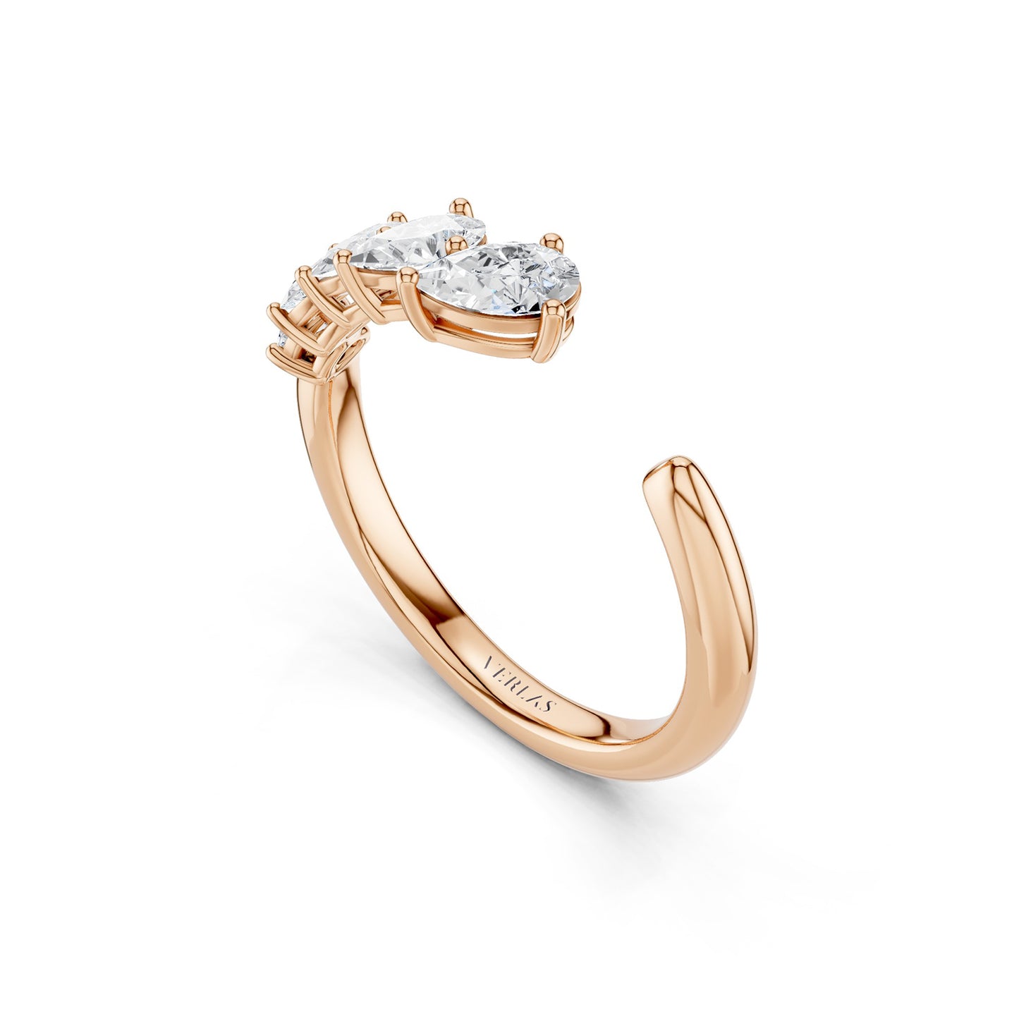 Angled Pear Crescendo Open Ring