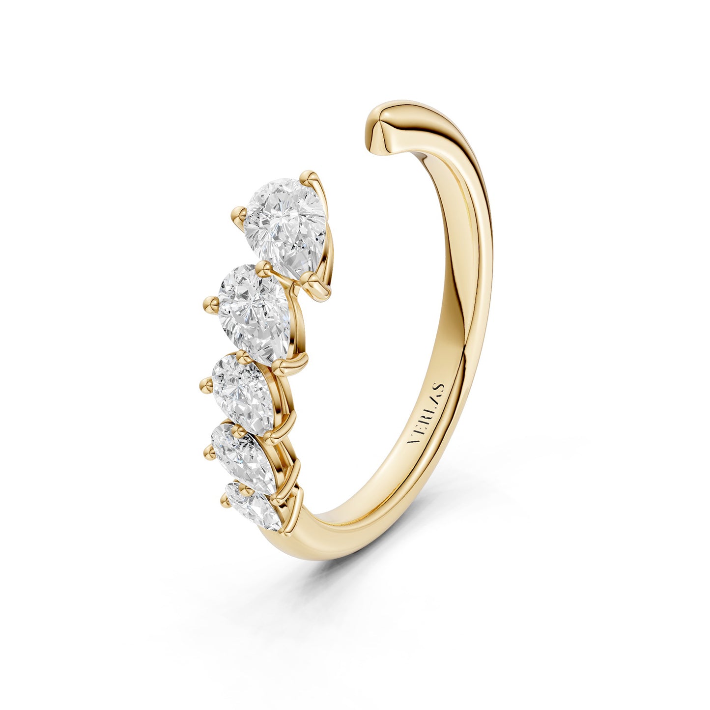 Angled Pear Crescendo Open Ring