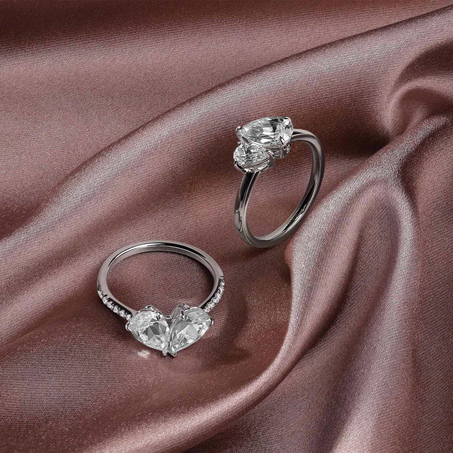 Atmos Asymmetrical Pear Diamond Two-Stone Ring