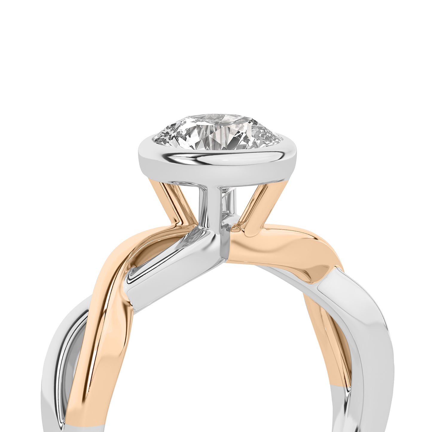 Twisted Bezel Round Diamond Ring