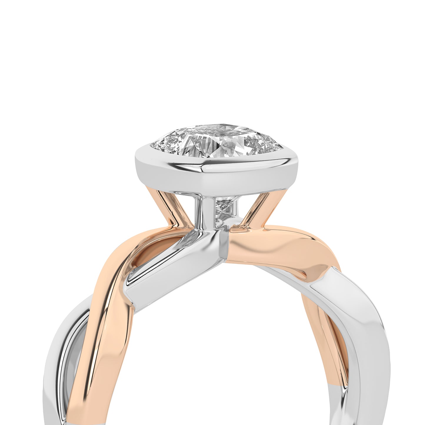 Twisted Bezel Cushion Diamond Ring