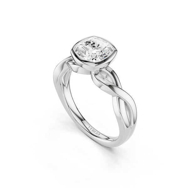 Twisted Bezel Cushion Diamond Ring