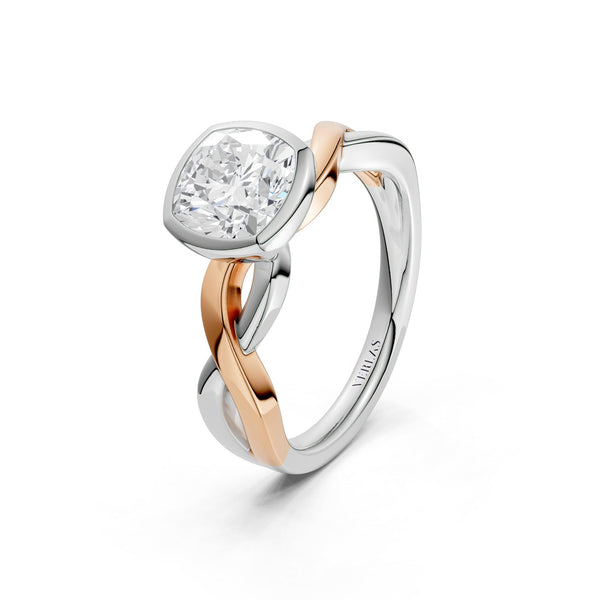 Twisted Bezel Cushion Diamond Ring