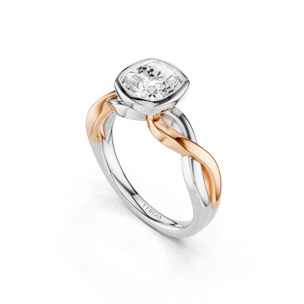 Twisted Bezel Cushion Diamond Ring