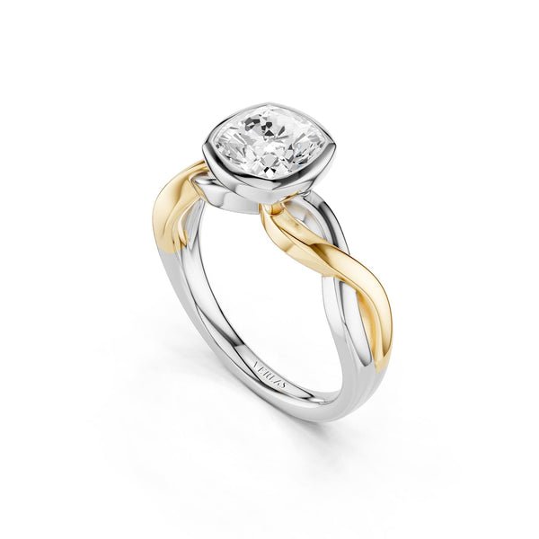 Twisted Bezel Cushion Diamond Ring