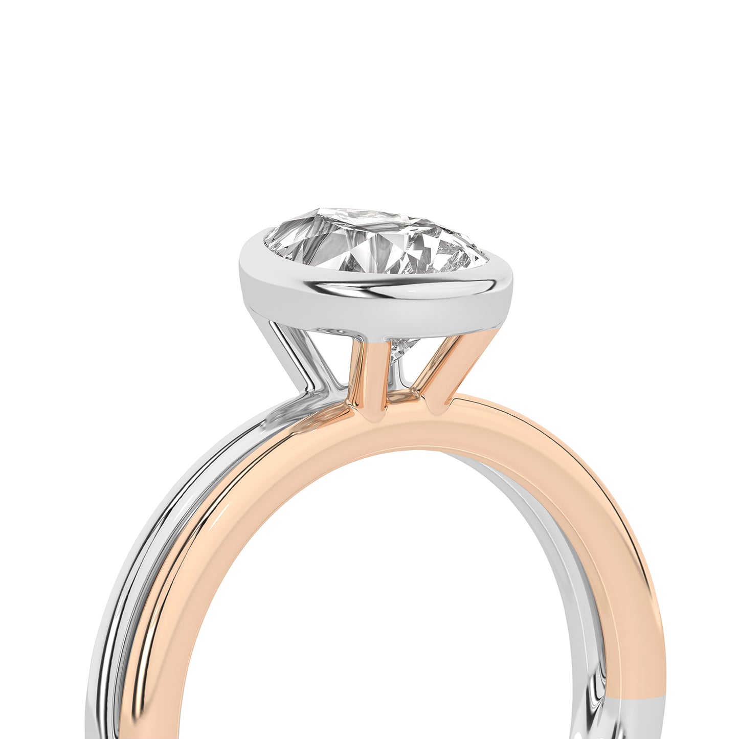 Coupled Pear Bezel Ring