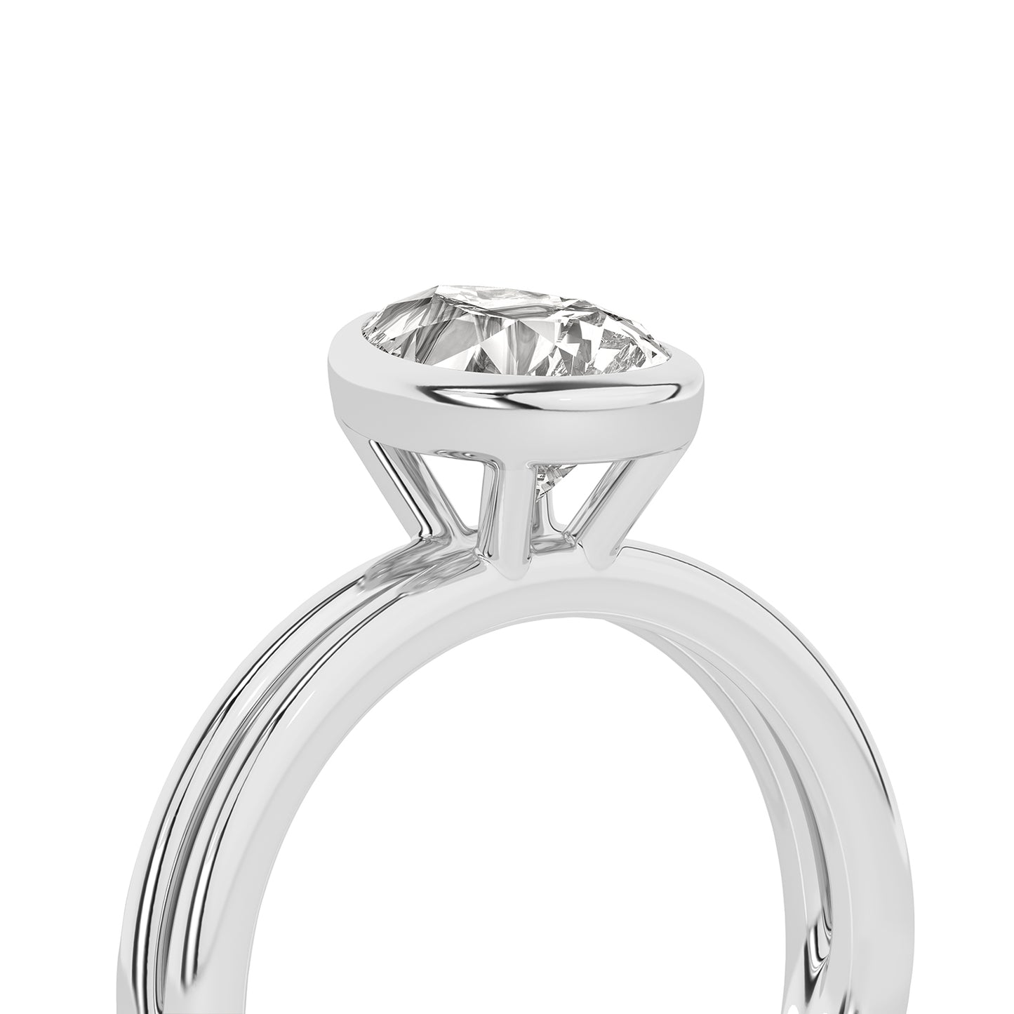 Coupled Pear Bezel Ring