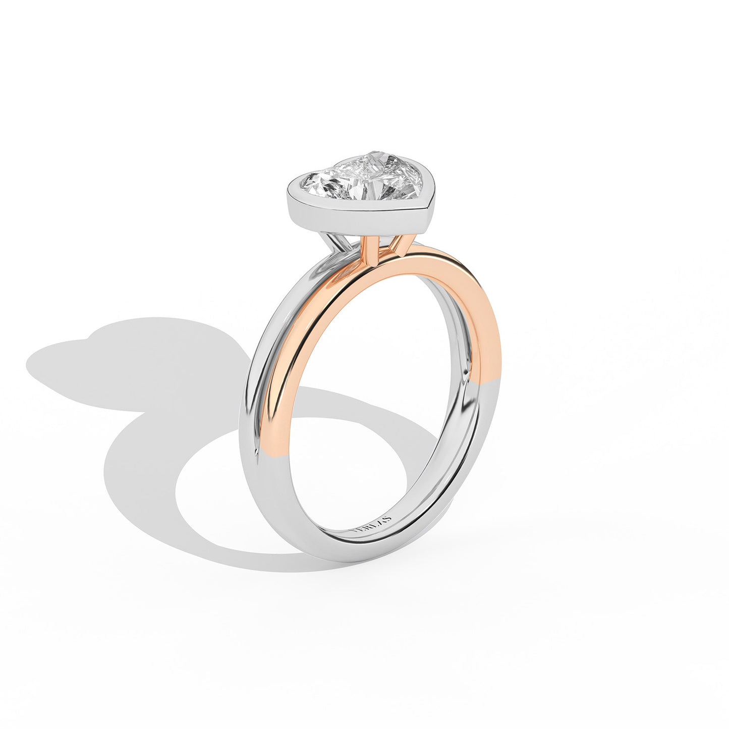 Coupled Heart Bezel Ring