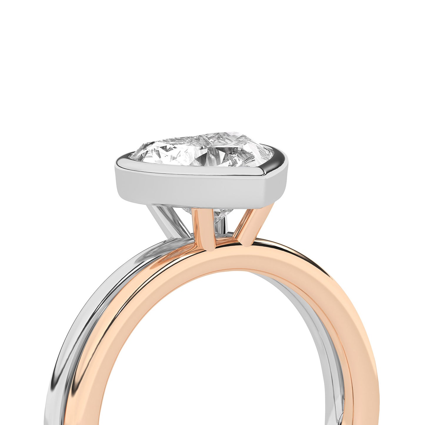 Coupled Heart Bezel Ring