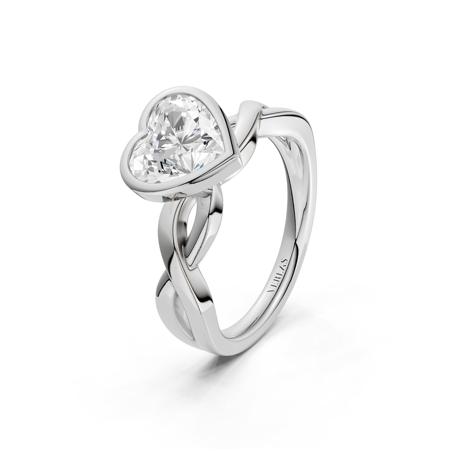 Twisted Bezel Heart Diamond Ring