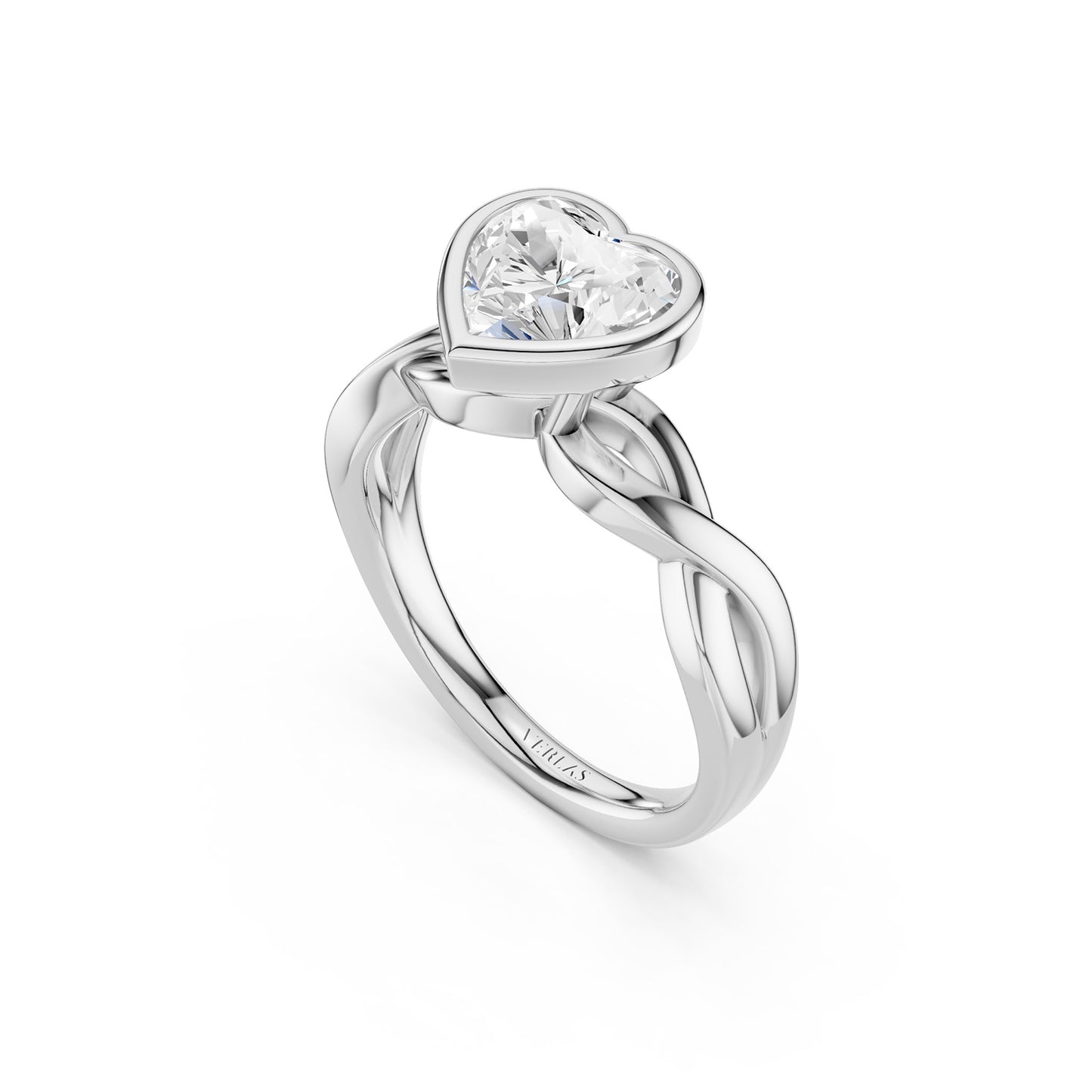 Twisted Bezel Heart Diamond Ring