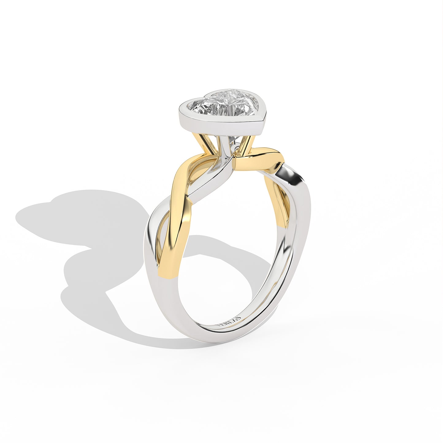 Twisted Bezel Heart Diamond Ring yellow gold