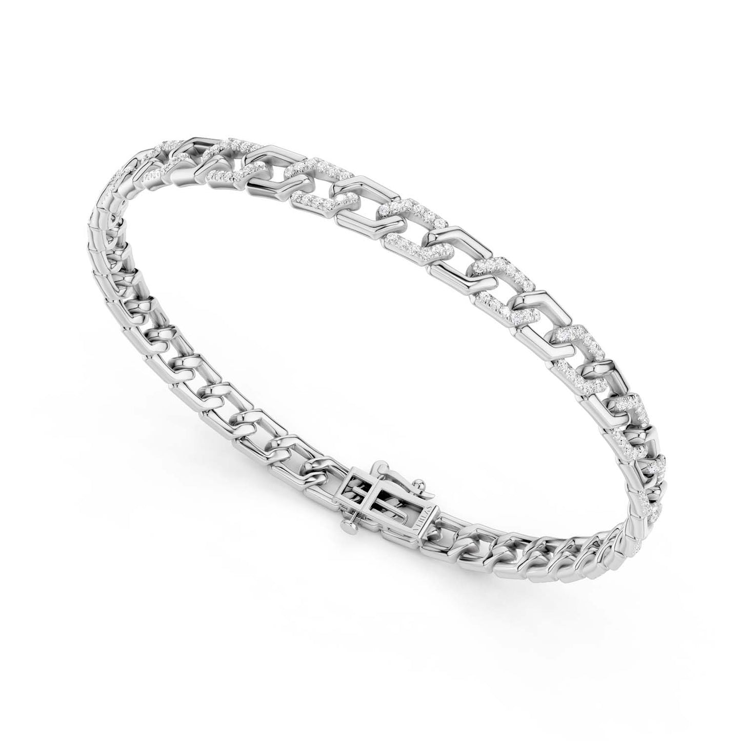 Alternating Diamond Hexagon Link Bracelet