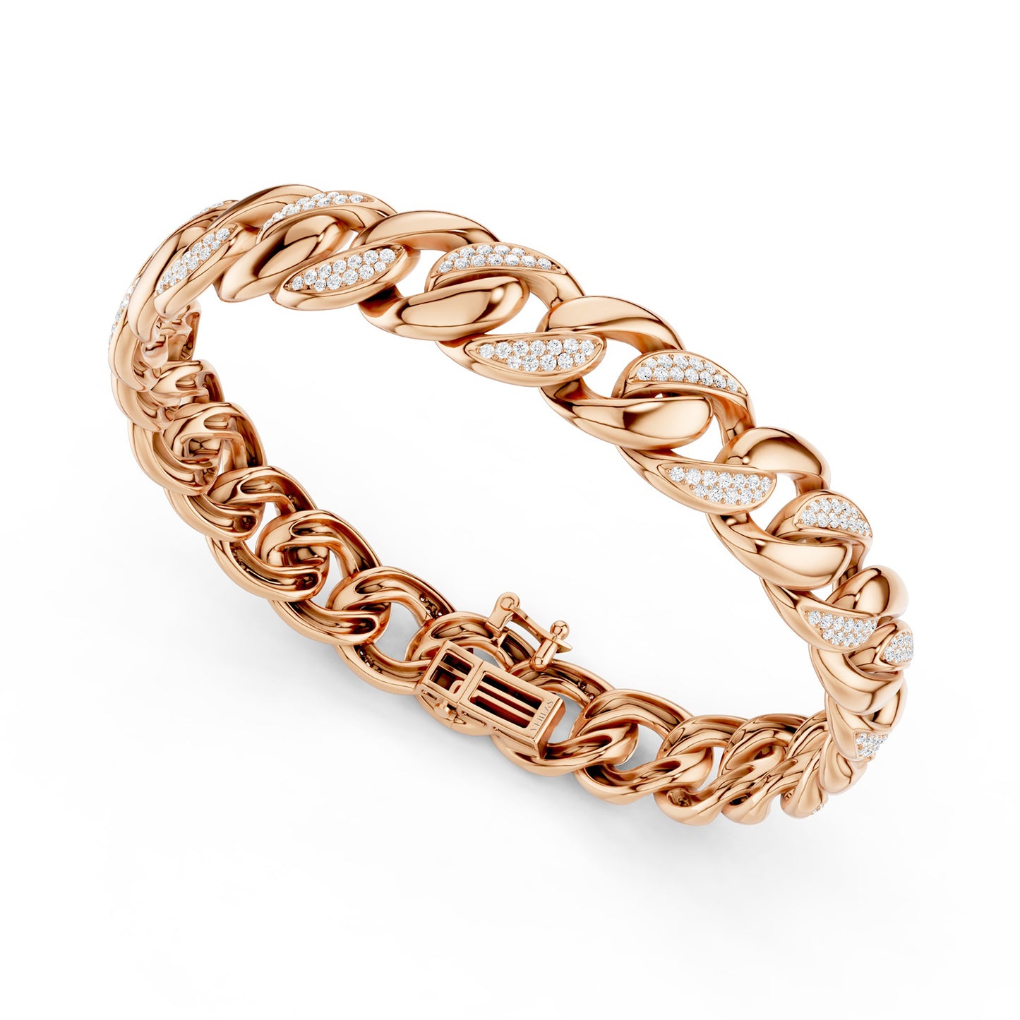 Alternating Diamond Cuban Link Bracelet