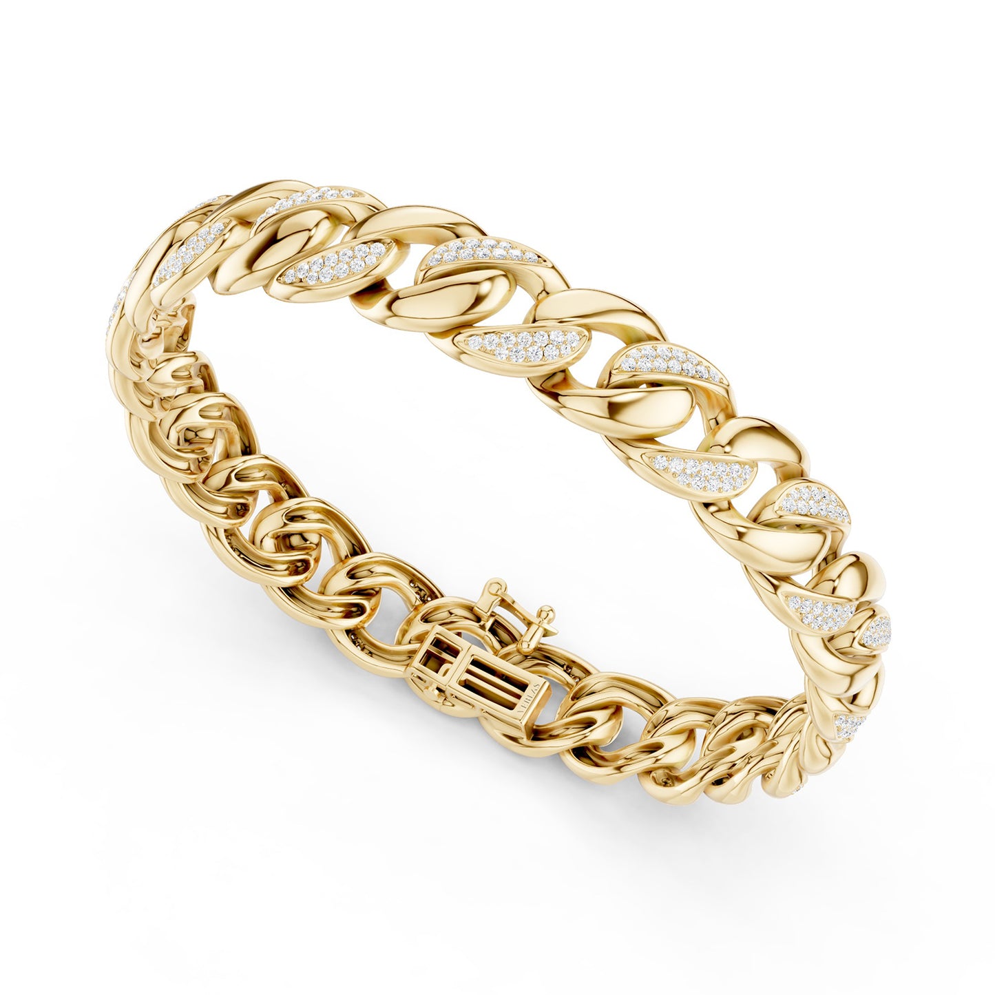 Alternating Diamond Cuban Link Bracelet