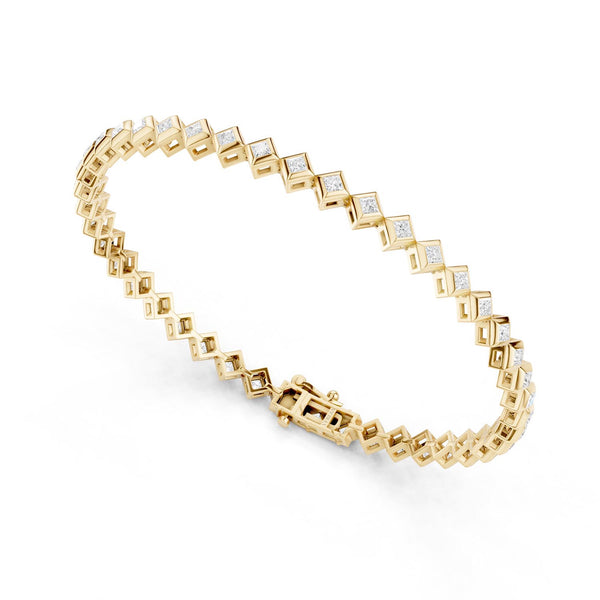 Bezel-Set Princess Tennis Bracelet