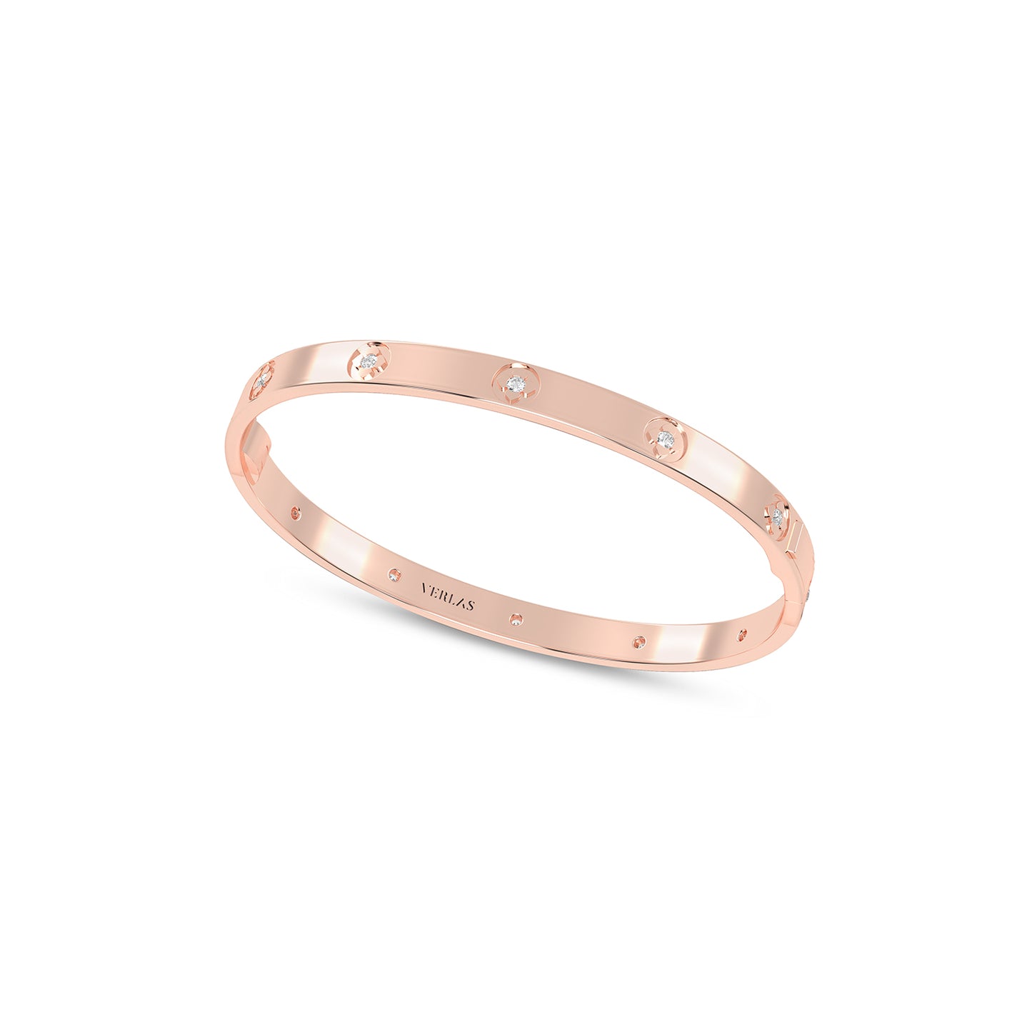 La Fleur 5mm 12-Diamonds Round Bangle